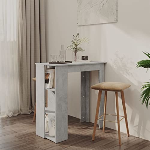 MATTUI Juego de muebles de mesa de bar con estante de hormigón gris 102x50x103,5 cm madera de...